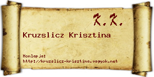 Kruzslicz Krisztina névjegykártya